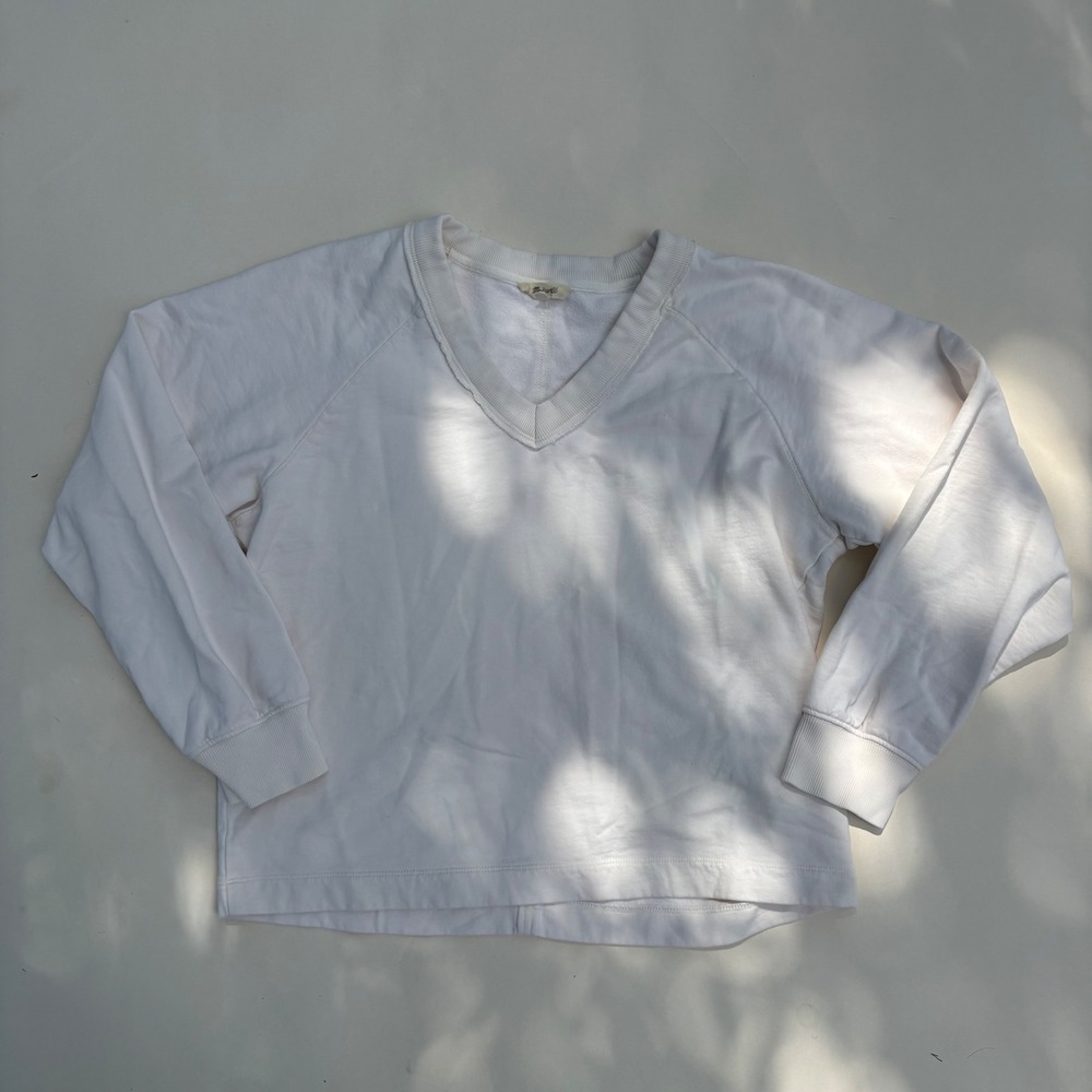 Madewell White 100% Cotton V-Neck French Terry Sweatshirt NW200 Womens Medium